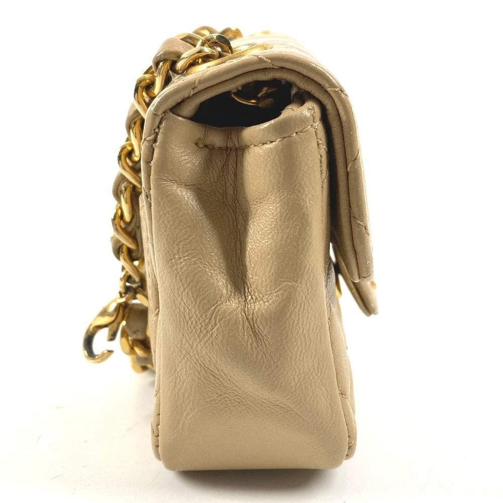 CHANEL Quilted CC Coco Mark Logo Mini Mini Matelasse Bag Pouch Bag Charm Key Holder Handbag Lambskin Unisex Beige