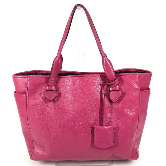 LOEWE Logo Heritage Tote Bag Shoulder Bag Leather Unisex Pink