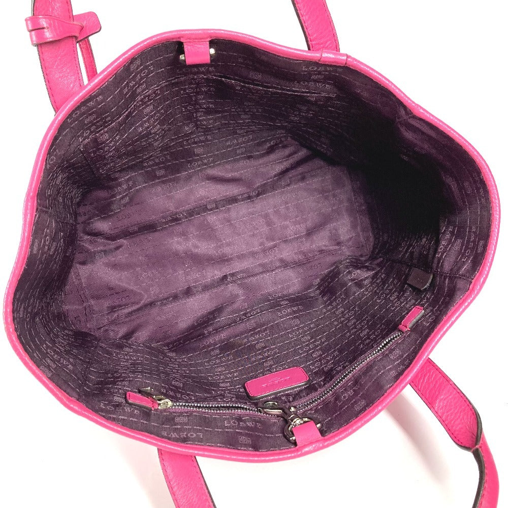 LOEWE Logo Heritage Tote Bag Shoulder Bag Leather Unisex Pink