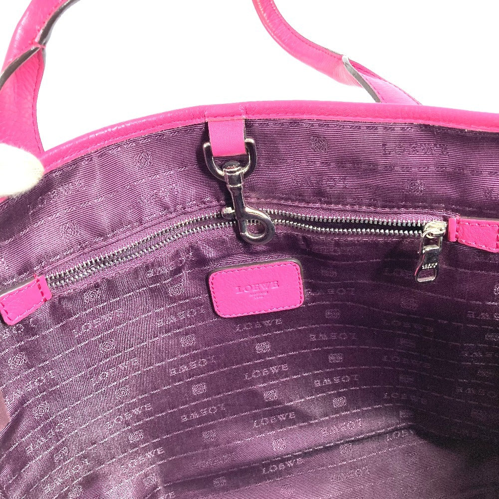 LOEWE Logo Heritage Tote Bag Shoulder Bag Leather Unisex Pink