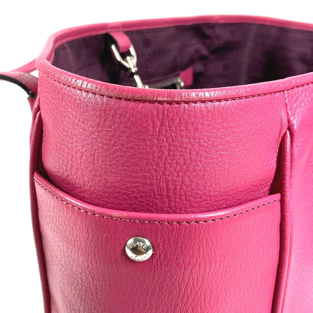 LOEWE Logo Heritage Tote Bag Shoulder Bag Leather Unisex Pink
