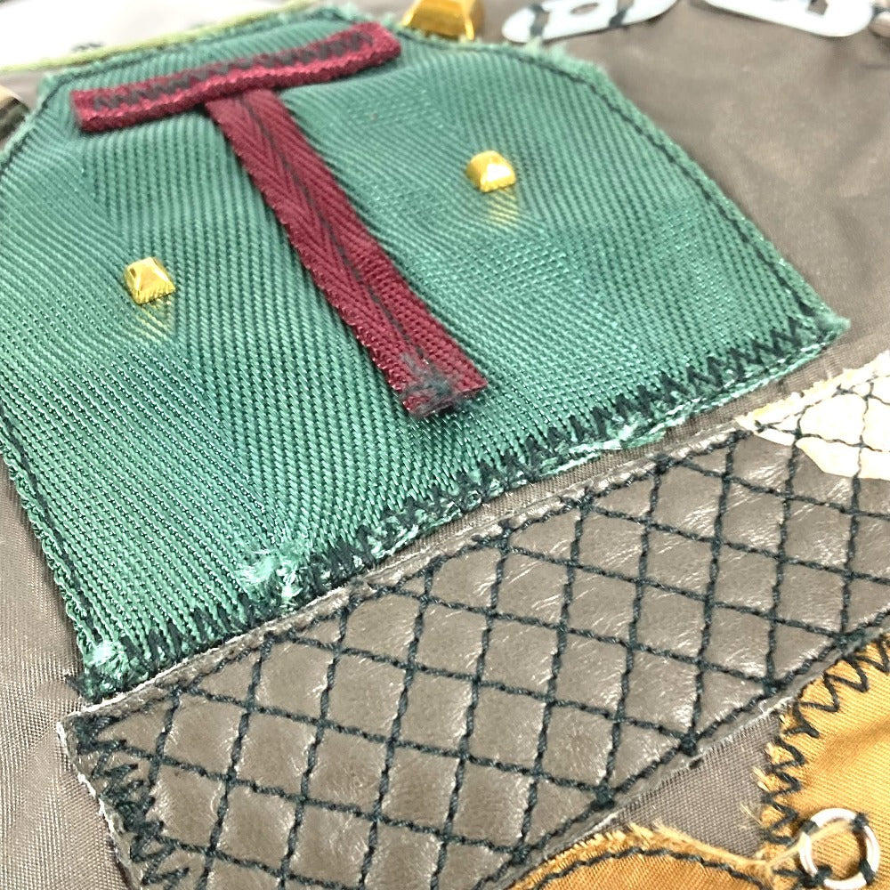 PRADA VA0484 トライアングルロゴ 三角ロゴ プレート ロボット ロゴ カバン トートバッグ ハンドバッグ レザー/ナイロン ユニセックス カーキ