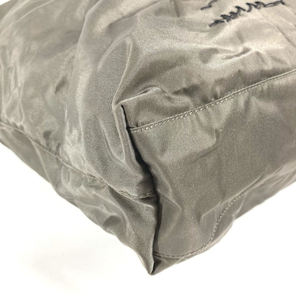 PRADA VA0484 トライアングルロゴ 三角ロゴ プレート ロボット ロゴ カバン トートバッグ ハンドバッグ レザー/ナイロン ユニセックス カーキ