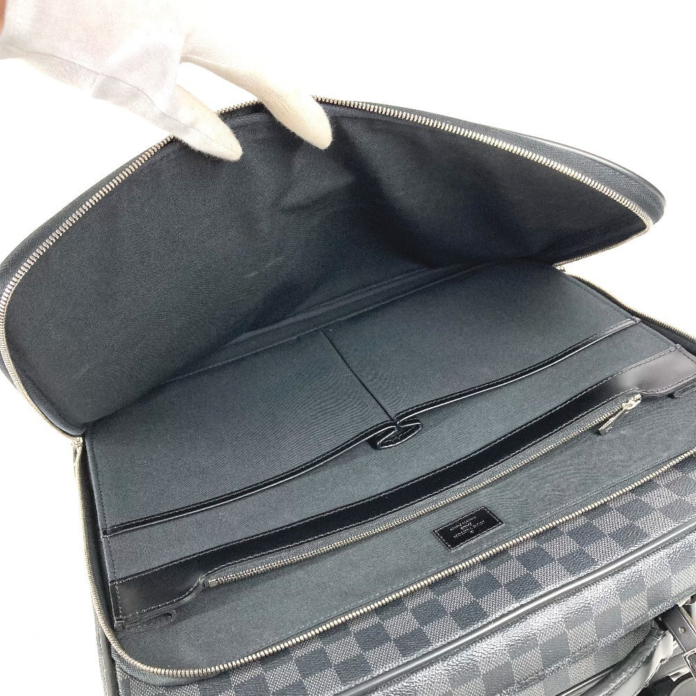 LOUIS VUITTON N23206 Damier Graphite Pilot Case 2-Wheel Suitcase Travel Bag Carry-On Damier Graphite Canvas Unisex Black