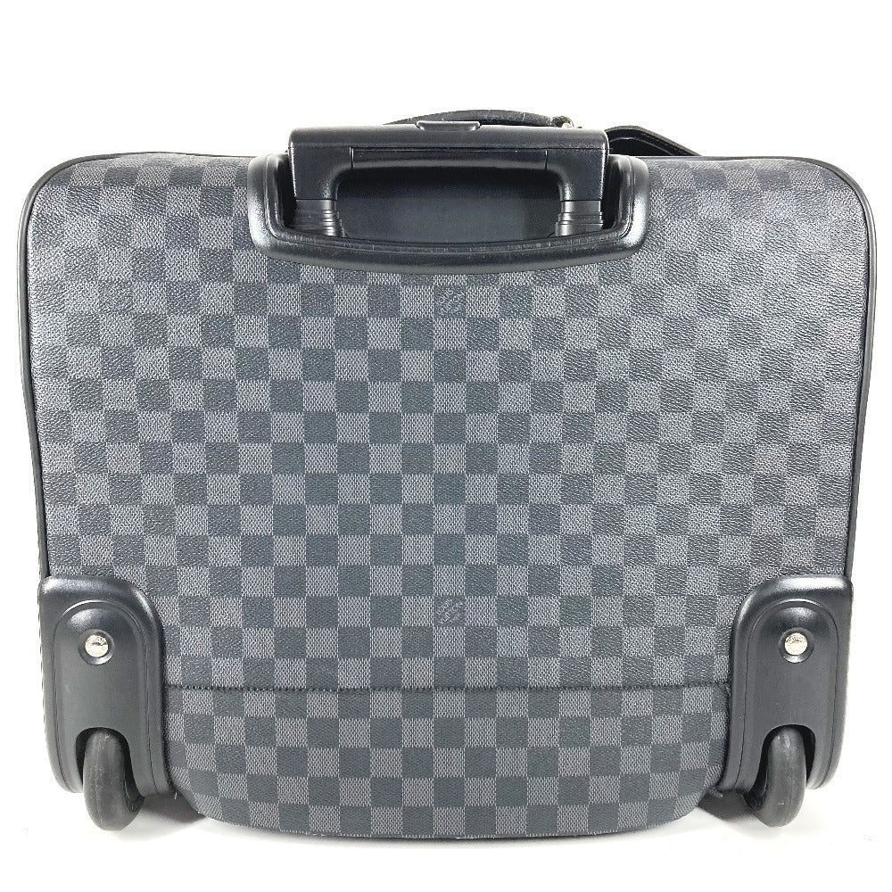 LOUIS VUITTON N23206 Damier Graphite Pilot Case 2-Wheel Suitcase Travel Bag Carry-On Damier Graphite Canvas Unisex Black