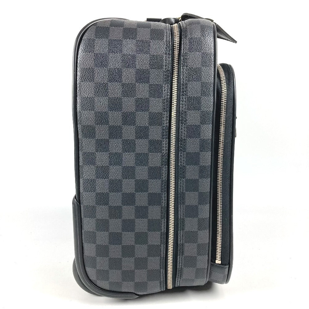 LOUIS VUITTON N23206 Damier Graphite Pilot Case 2-Wheel Suitcase Travel Bag Carry-On Damier Graphite Canvas Unisex Black