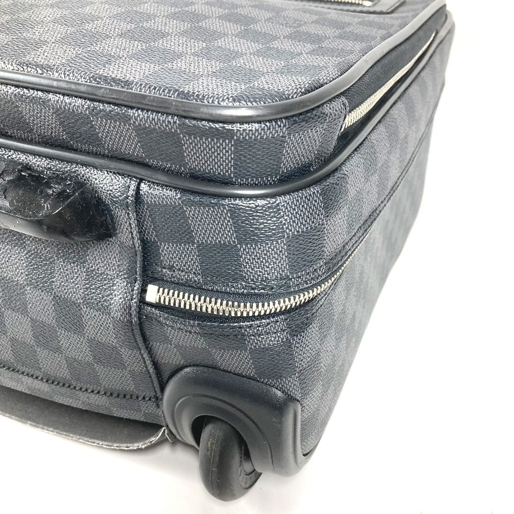 LOUIS VUITTON N23206 Damier Graphite Pilot Case 2-Wheel Suitcase Travel Bag Carry-On Damier Graphite Canvas Unisex Black