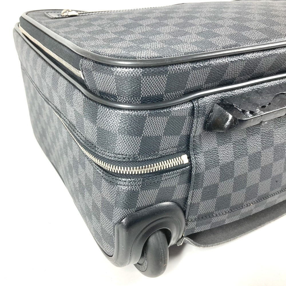 LOUIS VUITTON N23206 Damier Graphite Pilot Case 2-Wheel Suitcase Travel Bag Carry-On Damier Graphite Canvas Unisex Black