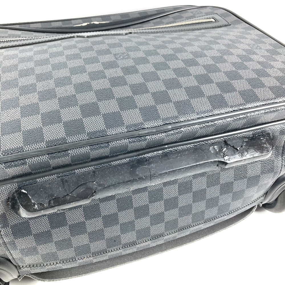 LOUIS VUITTON N23206 Damier Graphite Pilot Case 2-Wheel Suitcase Travel Bag Carry-On Damier Graphite Canvas Unisex Black