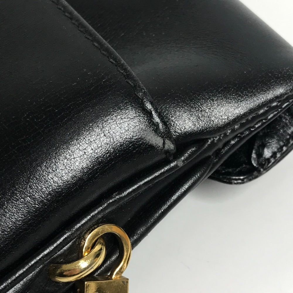 GUCCI 004 056 ヴィンテージ ロゴ 斜め掛け ポシェット カバン ショルダーバッグ レザー ユニセックス ブラック