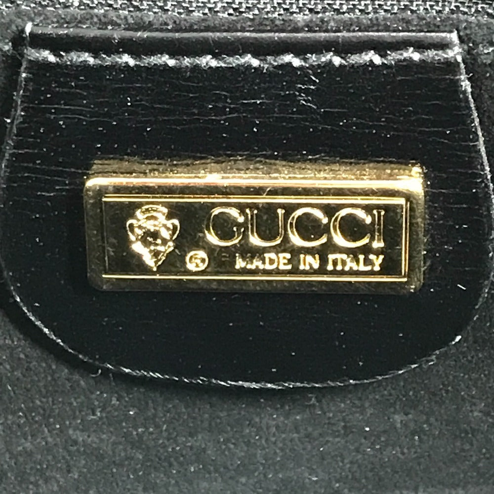 GUCCI 004 056 ヴィンテージ ロゴ 斜め掛け ポシェット カバン ショルダーバッグ レザー ユニセックス ブラック