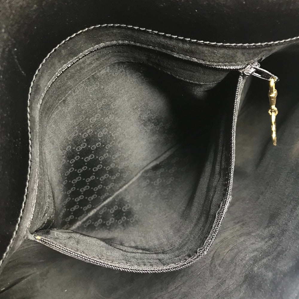 GUCCI 004 056 ヴィンテージ ロゴ 斜め掛け ポシェット カバン ショルダーバッグ レザー ユニセックス ブラック