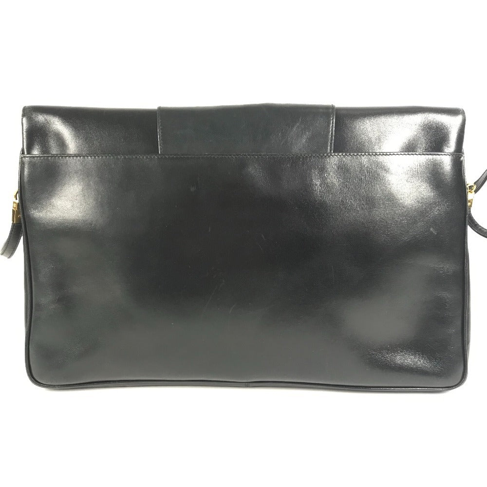 GUCCI 004 056 Vintage Logo Crossbody Pochette Bag Shoulder Bag Leather Unisex Black