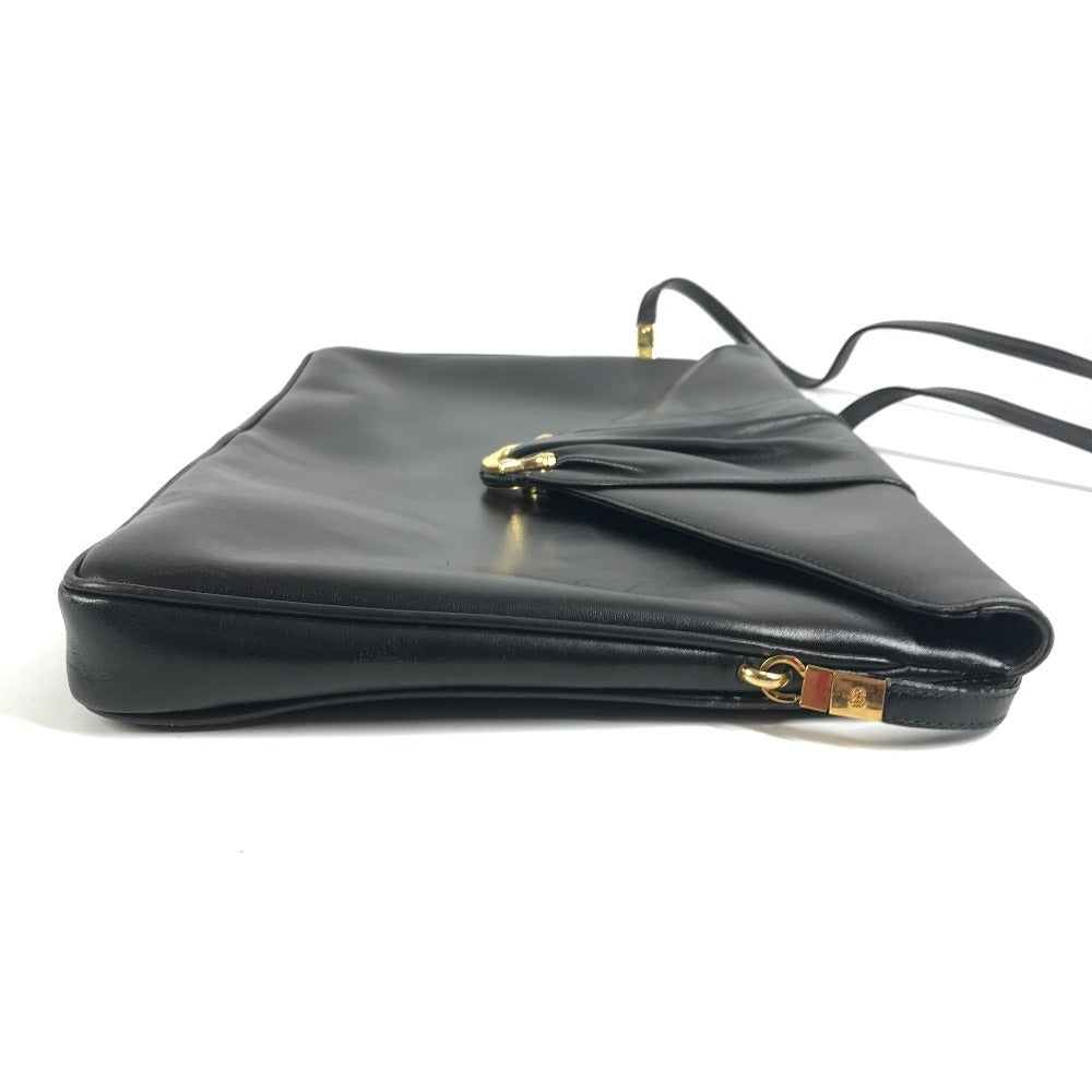 GUCCI 004 056 ヴィンテージ ロゴ 斜め掛け ポシェット カバン ショルダーバッグ レザー ユニセックス ブラック