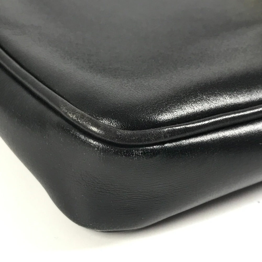 GUCCI 004 056 ヴィンテージ ロゴ 斜め掛け ポシェット カバン ショルダーバッグ レザー ユニセックス ブラック