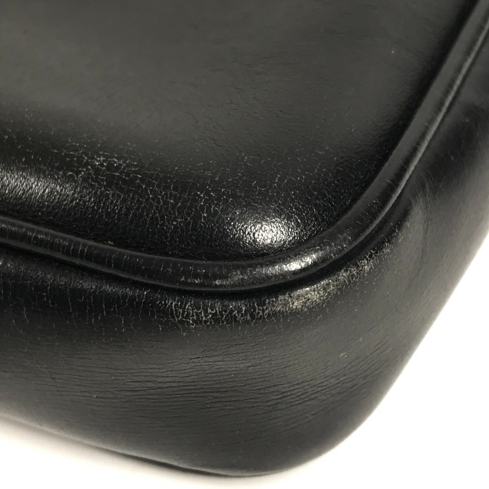 GUCCI 004 056 Vintage Logo Crossbody Pochette Bag Shoulder Bag Leather Unisex Black