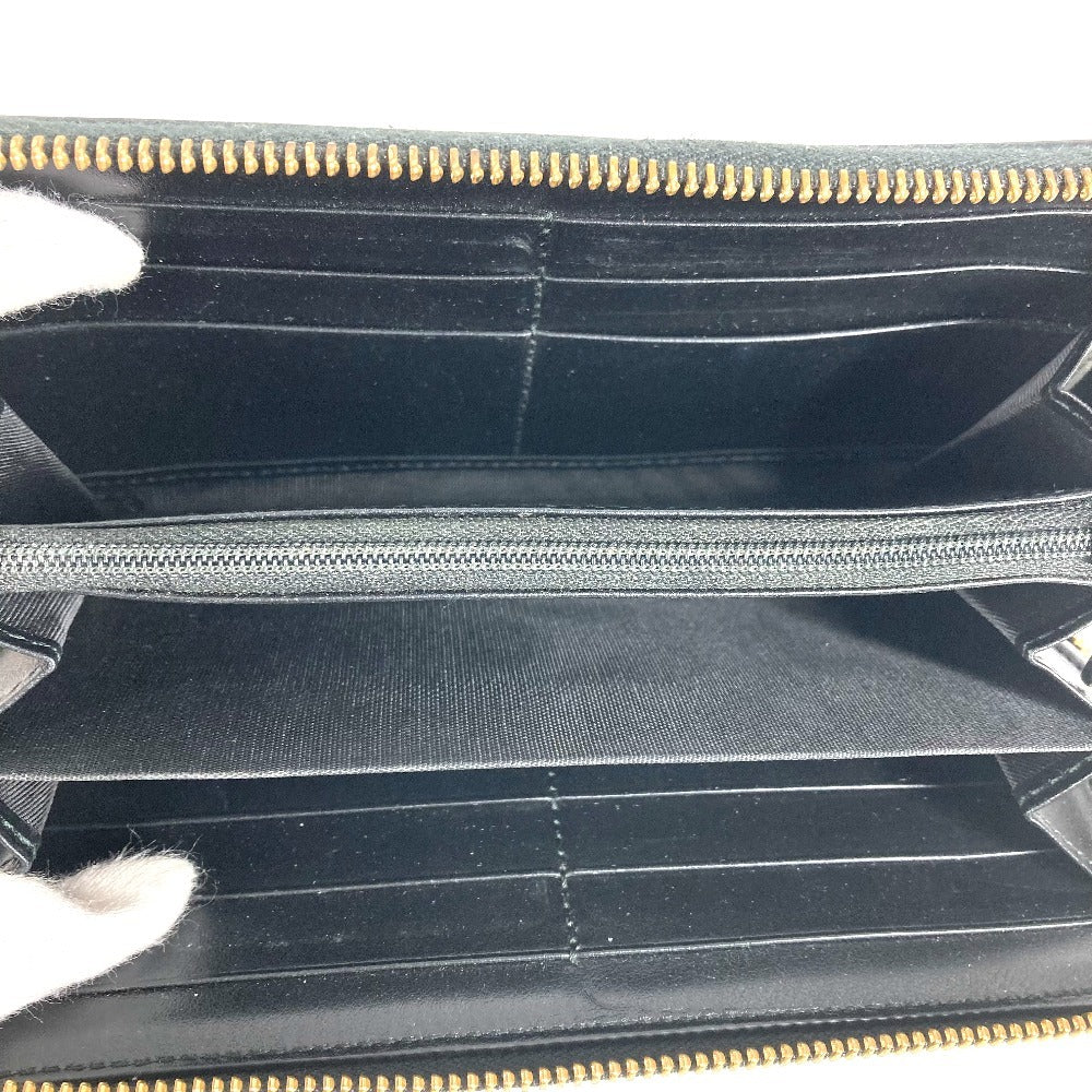 GUCCI 547591 Logo Long Wallet Round Zipper Leather Unisex Black