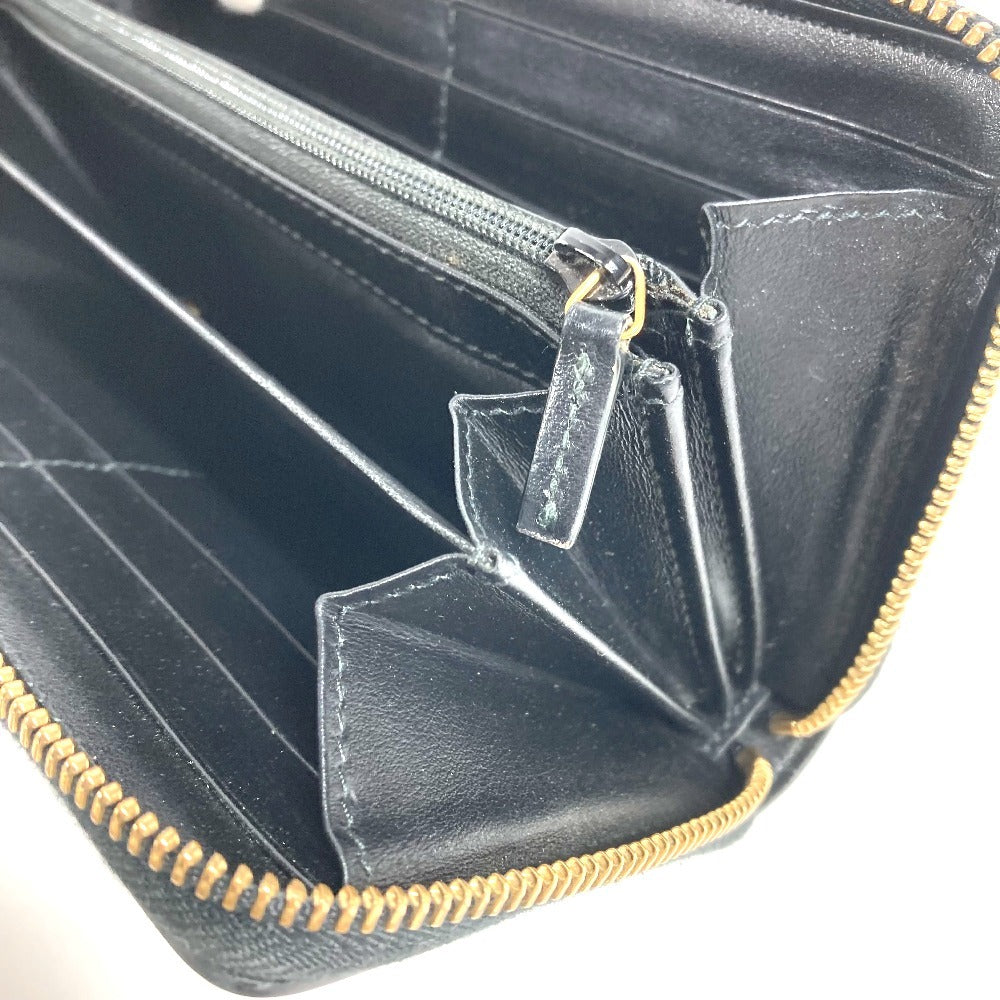 GUCCI 547591 Logo Long Wallet Round Zipper Leather Unisex Black