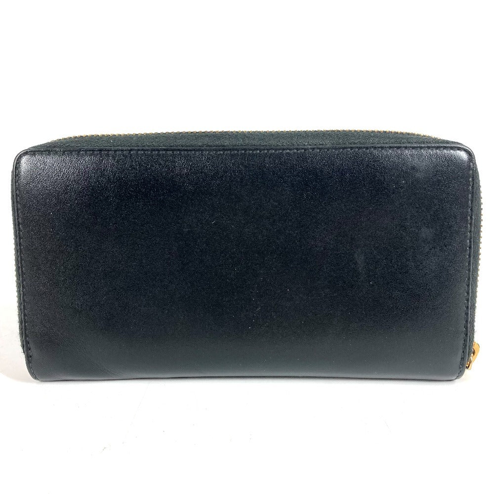 GUCCI 547591 Logo Long Wallet Round Zipper Leather Unisex Black