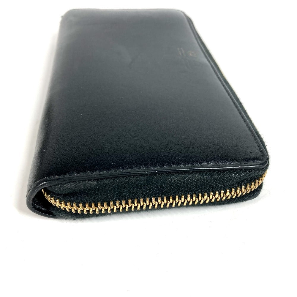 GUCCI 547591 Logo Long Wallet Round Zipper Leather Unisex Black