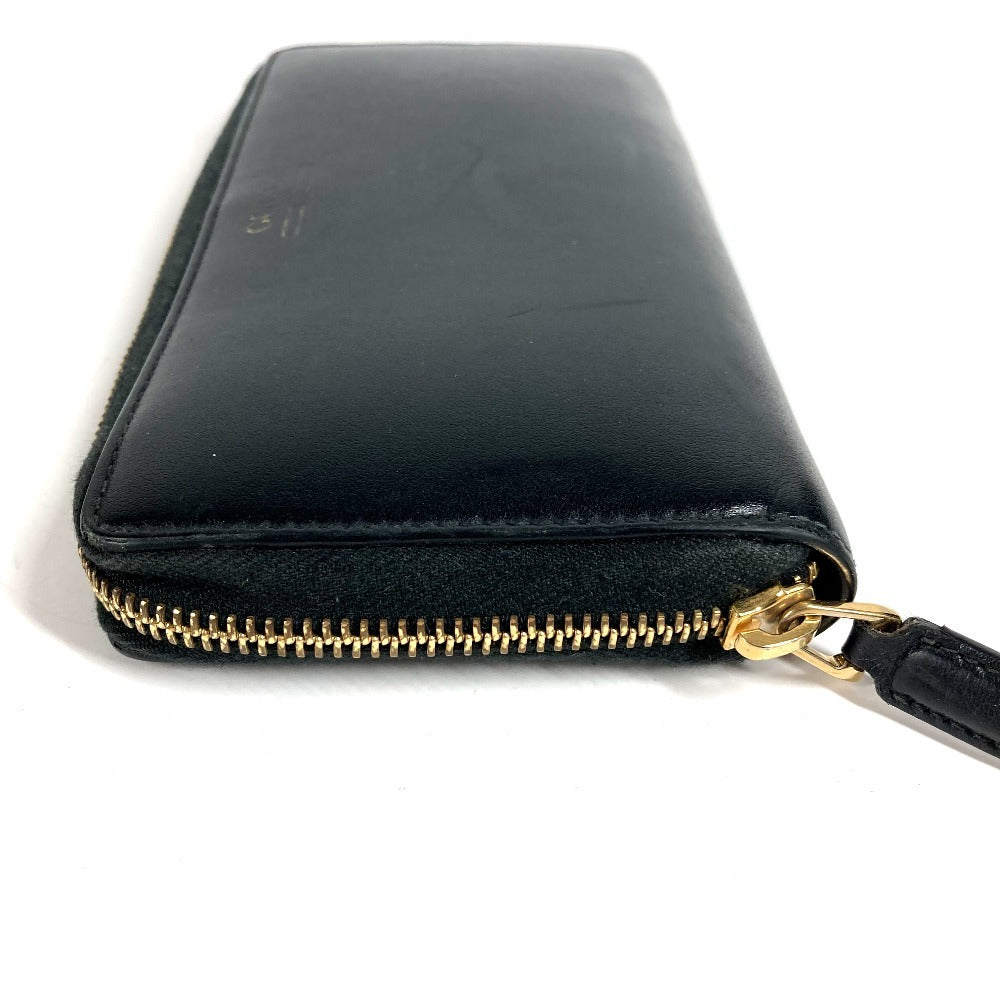 GUCCI 547591 Logo Long Wallet Round Zipper Leather Unisex Black