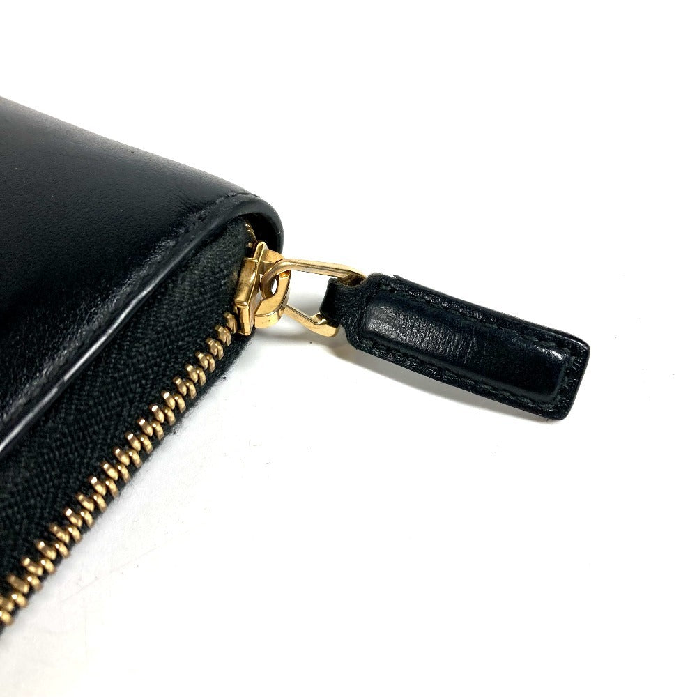 GUCCI 547591 Logo Long Wallet Round Zipper Leather Unisex Black
