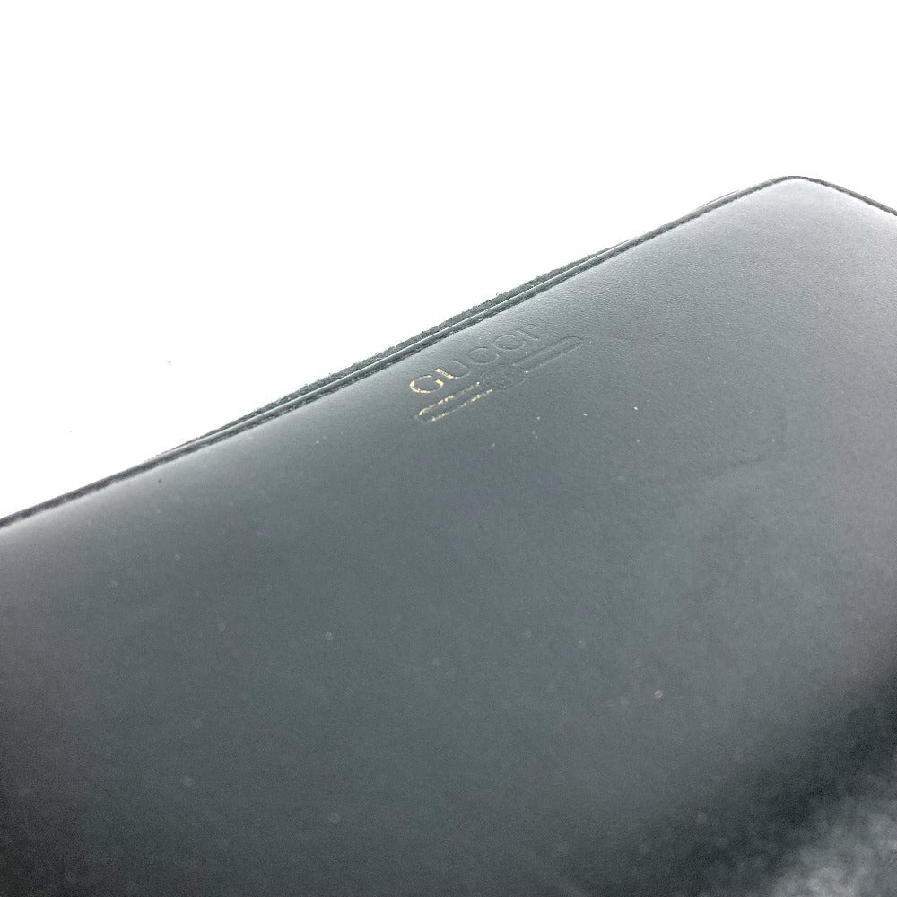 GUCCI 547591 Logo Long Wallet Round Zipper Leather Unisex Black