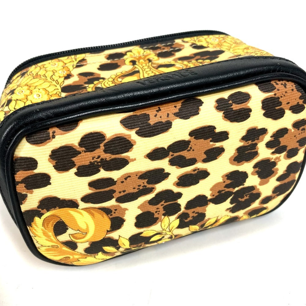 VERSACE Leopard Vintage Vanity Bag Mini Multi Pouch Cosmetic Pouch Makeup Pouch Pile Pouch PVC/Leather Unisex Yellow