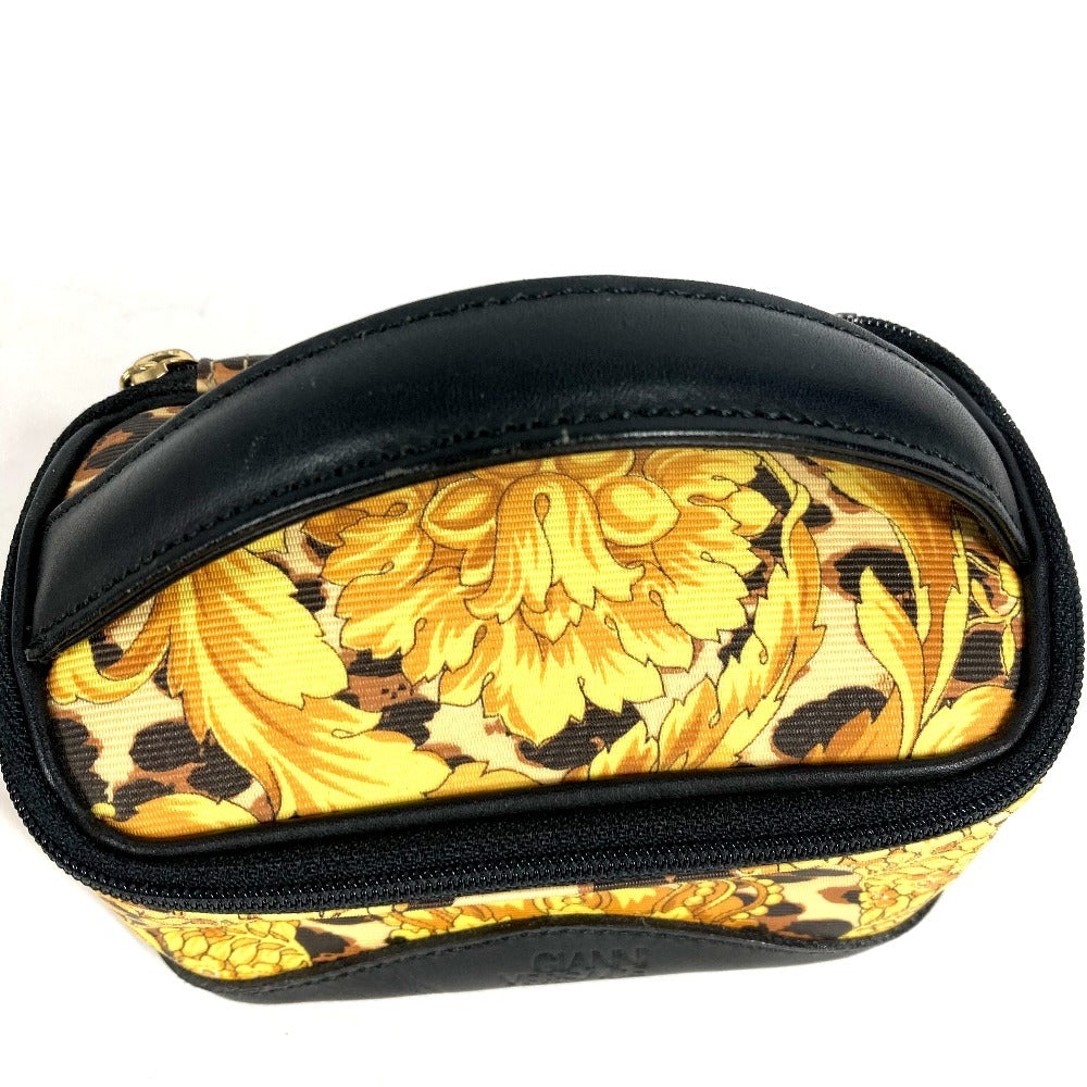VERSACE Leopard Vintage Vanity Bag Mini Multi Pouch Cosmetic Pouch Makeup Pouch Pile Pouch PVC/Leather Unisex Yellow