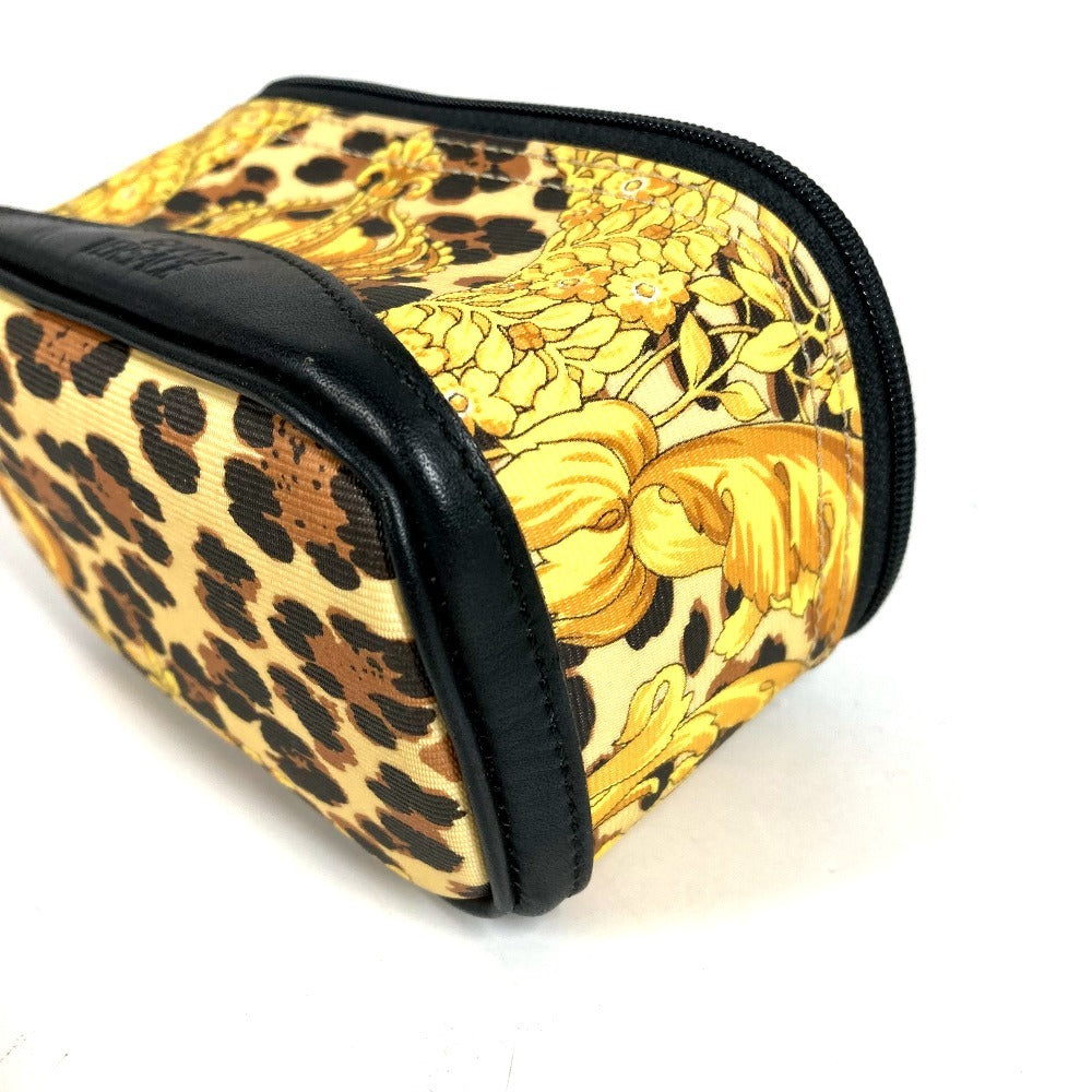 VERSACE Leopard Vintage Vanity Bag Mini Multi Pouch Cosmetic Pouch Makeup Pouch Pile Pouch PVC/Leather Unisex Yellow