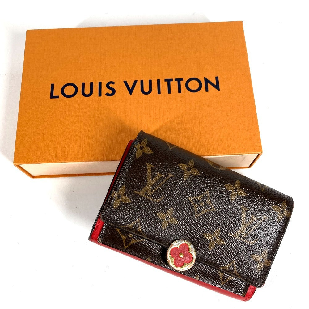 LOUIS VUITTON M64587 Monogram Portefeuille Flore Compact Compact Wallet Bi-fold Wallet Monogram Canvas Ladies Red