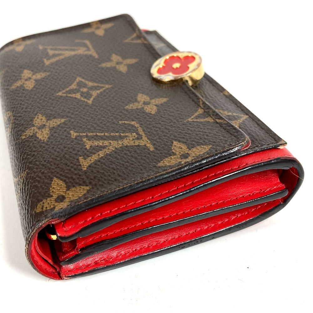 LOUIS VUITTON M64587 Monogram Portefeuille Flore Compact Compact Wallet Bi-fold Wallet Monogram Canvas Ladies Red