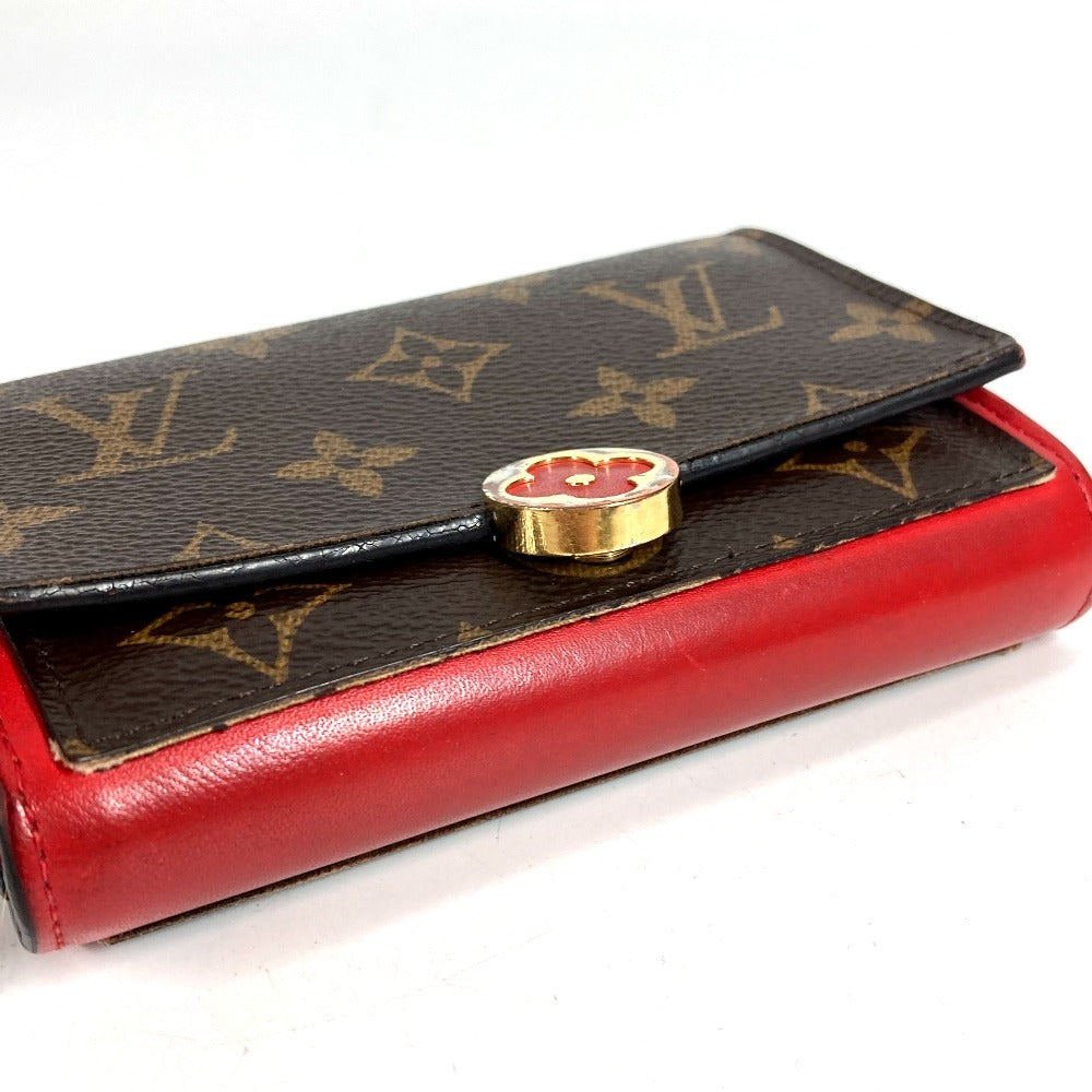 LOUIS VUITTON M64587 Monogram Portefeuille Flore Compact Compact Wallet Bi-fold Wallet Monogram Canvas Ladies Red