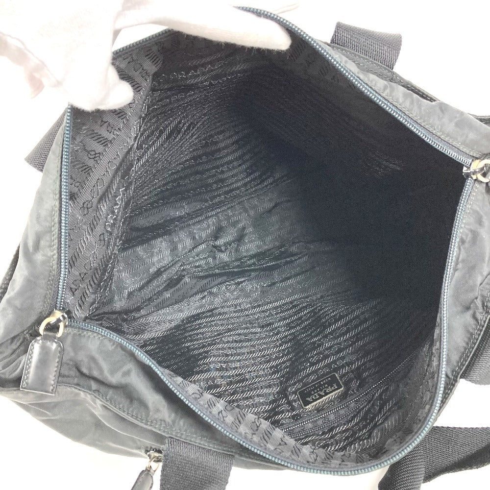 PRADA B5877F トライアングルロゴ 三角ロゴ プレート カバン 肩掛け トートバッグ ショルダーバッグ ナイロン ユニセックス ブラック