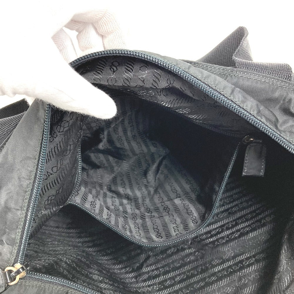 PRADA B5877F トライアングルロゴ 三角ロゴ プレート カバン 肩掛け トートバッグ ショルダーバッグ ナイロン ユニセックス ブラック