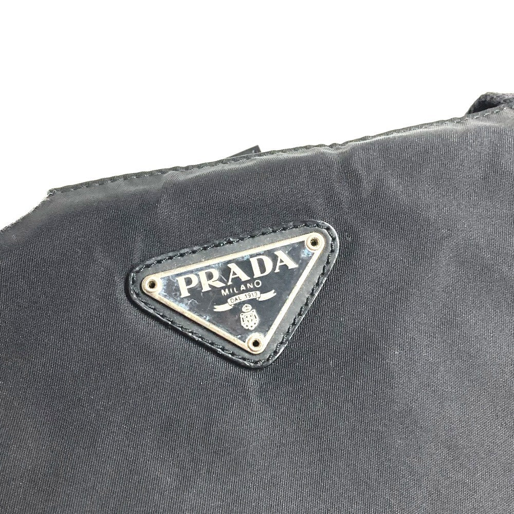PRADA B5877F トライアングルロゴ 三角ロゴ プレート カバン 肩掛け トートバッグ ショルダーバッグ ナイロン ユニセックス ブラック
