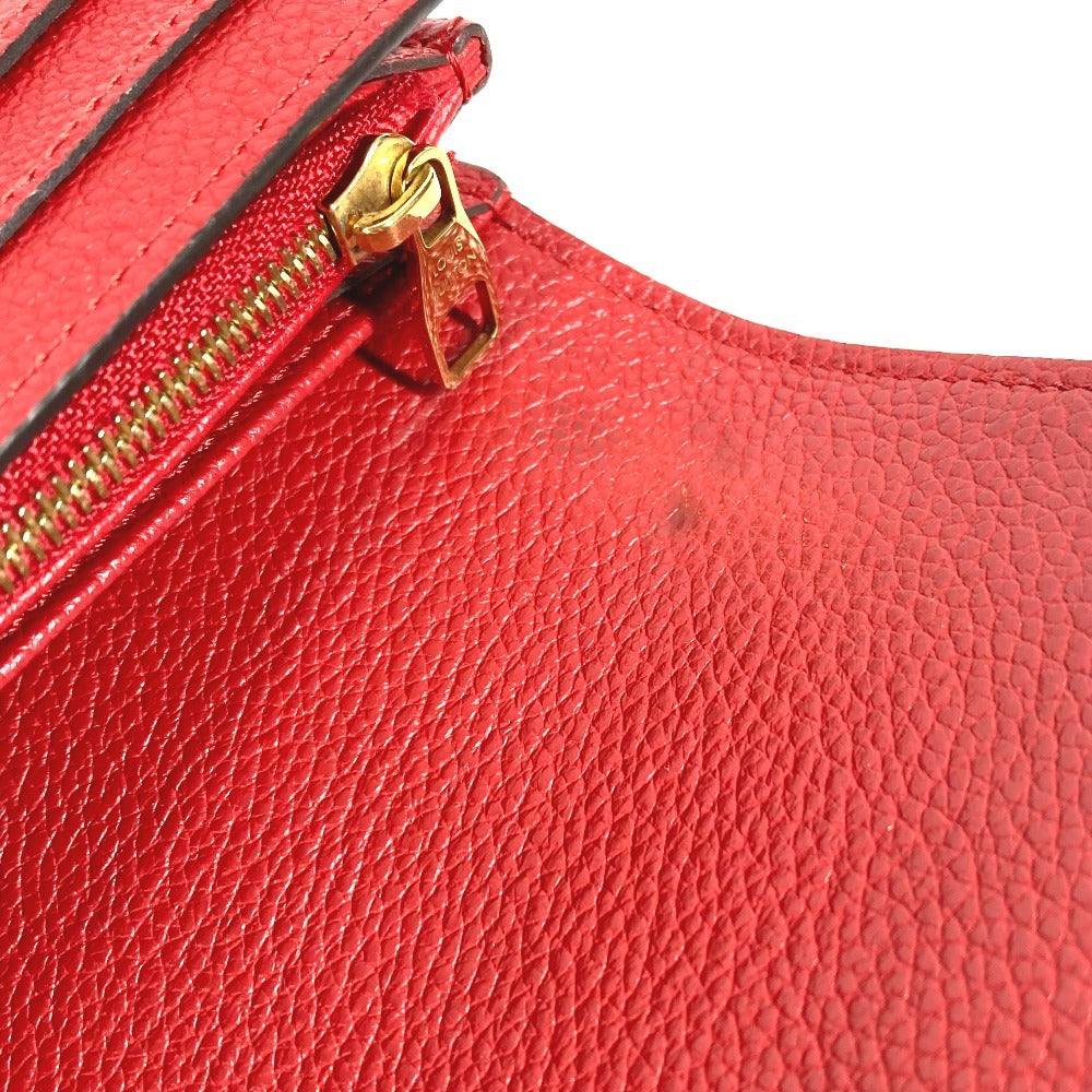 LOUIS VUITTON M61181 Monogram Empreinte Portefeuille Sarah กระเป๋าสตางค์ใบยาวแบบพับ กระเป๋าสตางค์ Monogram Empreinte Leather สำหรับทุกเพศ สีแดง
