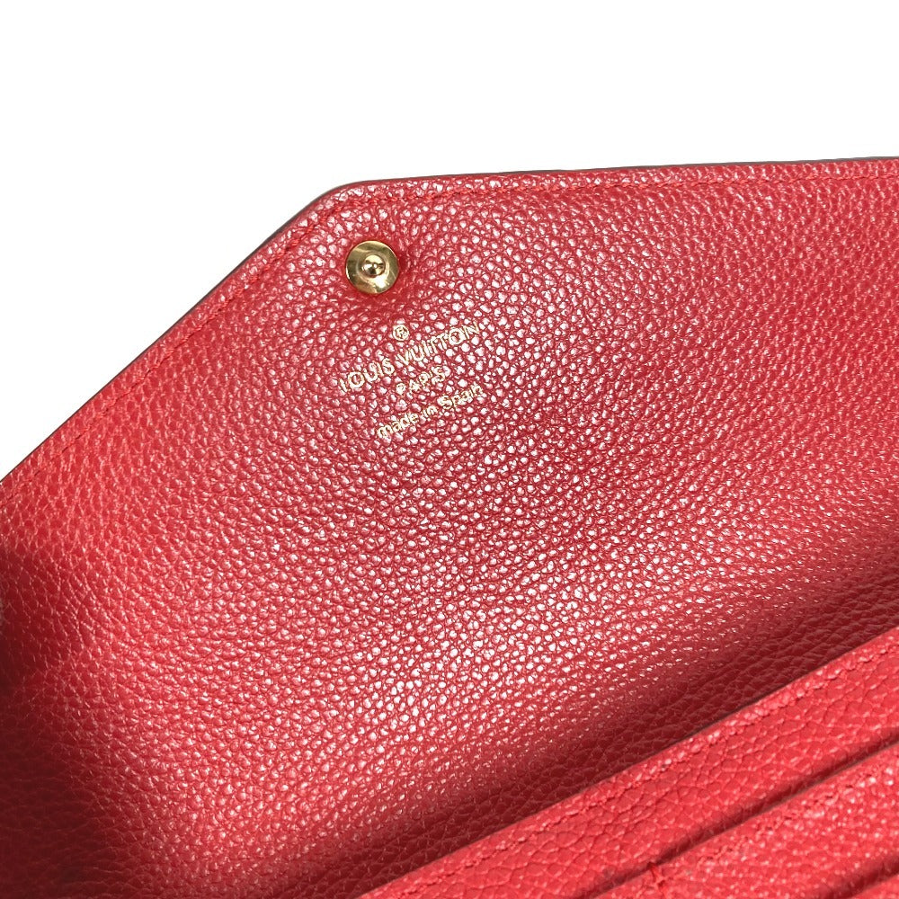 LOUIS VUITTON M61181 Monogram Empreinte Portefeuille Sarah กระเป๋าสตางค์ใบยาวแบบพับ กระเป๋าสตางค์ Monogram Empreinte Leather สำหรับทุกเพศ สีแดง
