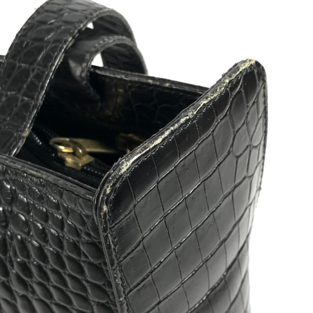 Salvatore Ferragamo โลโก้ กระเป๋า สะพายไหล่/สะพายข้าง/โท้ท กระเป๋าสะพายข้าง หนังปั๊มลาย ยูนิเซ็กส์ สีดำ