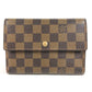 LOUIS VUITTON N61202 Damier Portefeuille Etui Papier กระเป๋าสตางค์พับสามทบขนาดกะทัดรัด Damier Canvas Unisex Ebène สีน้ำตาล