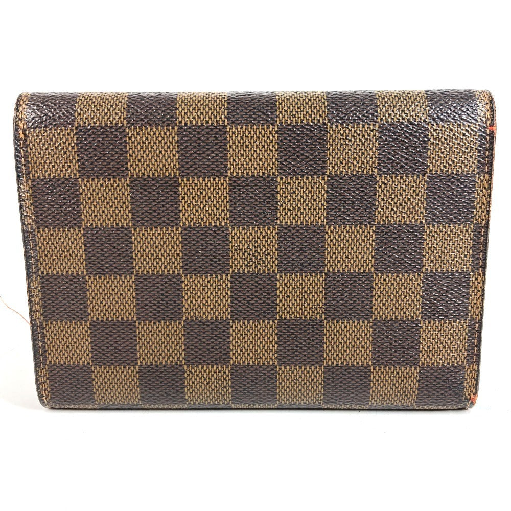 LOUIS VUITTON N61202 Damier Portefeuille Etui Papier กระเป๋าสตางค์พับสามทบขนาดกะทัดรัด Damier Canvas Unisex Ebène สีน้ำตาล