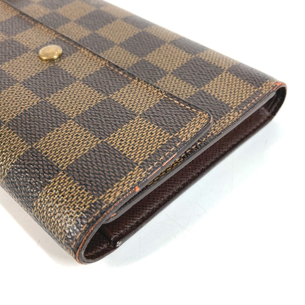 LOUIS VUITTON N61202 Damier Portefeuille Etui Papier กระเป๋าสตางค์พับสามทบขนาดกะทัดรัด Damier Canvas Unisex Ebène สีน้ำตาล