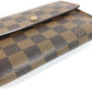LOUIS VUITTON N61202 Damier Portefeuille Etui Papier กระเป๋าสตางค์พับสามทบขนาดกะทัดรัด Damier Canvas Unisex Ebène สีน้ำตาล