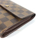 LOUIS VUITTON N61202 Damier Portefeuille Etui Papier กระเป๋าสตางค์พับสามทบขนาดกะทัดรัด Damier Canvas Unisex Ebène สีน้ำตาล