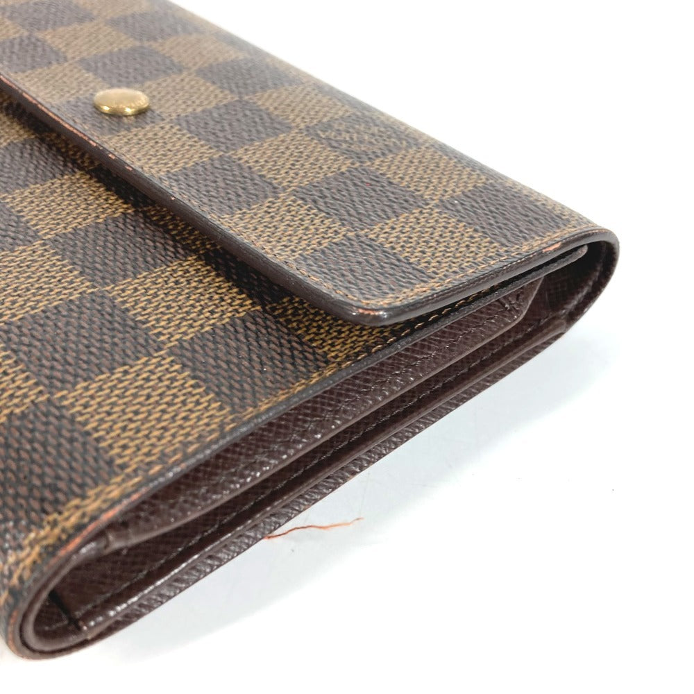 LOUIS VUITTON N61202 Damier Portefeuille Etui Papier กระเป๋าสตางค์พับสามทบขนาดกะทัดรัด Damier Canvas Unisex Ebène สีน้ำตาล