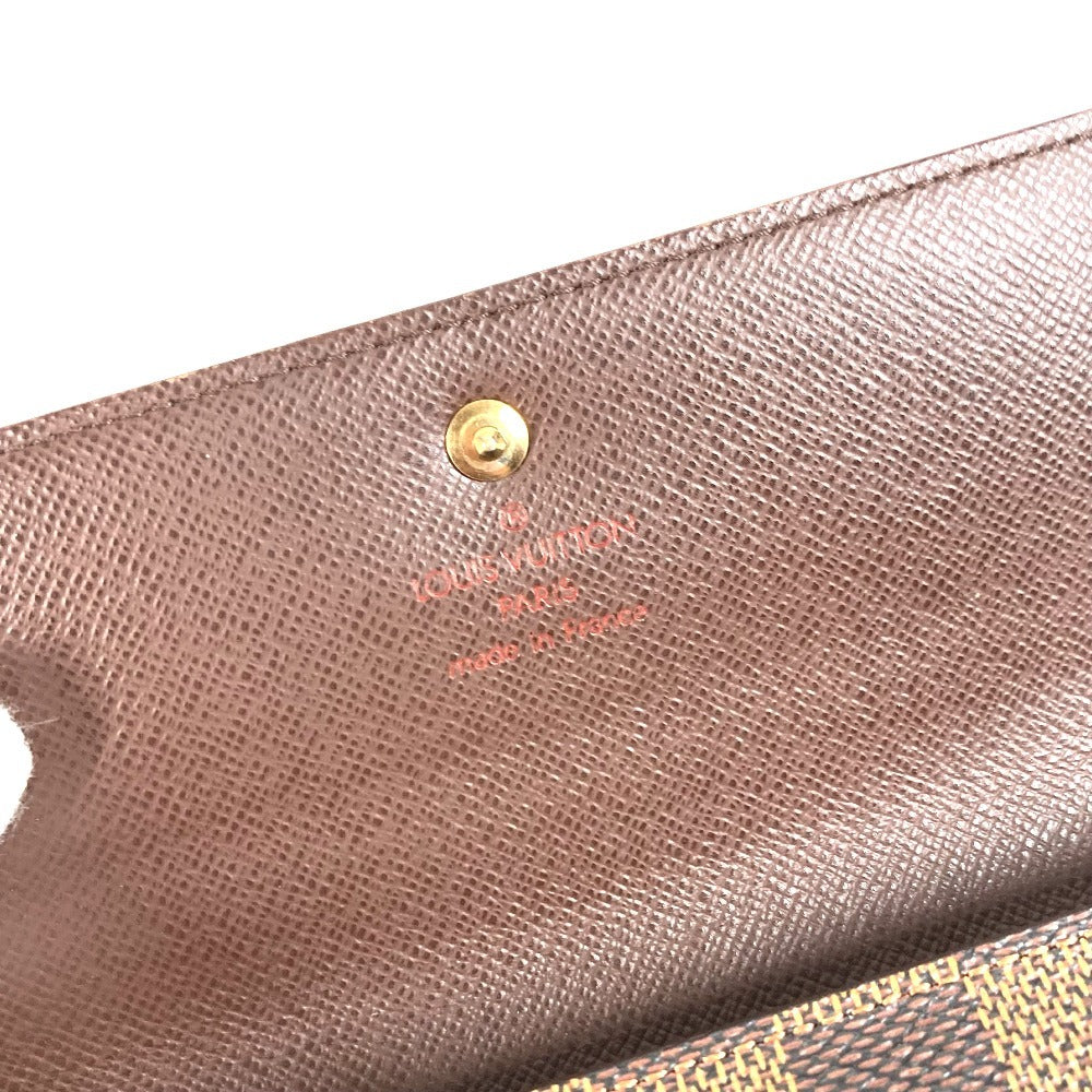 LOUIS VUITTON N61202 Damier Portefeuille Etui Papier กระเป๋าสตางค์พับสามทบขนาดกะทัดรัด Damier Canvas Unisex Ebène สีน้ำตาล