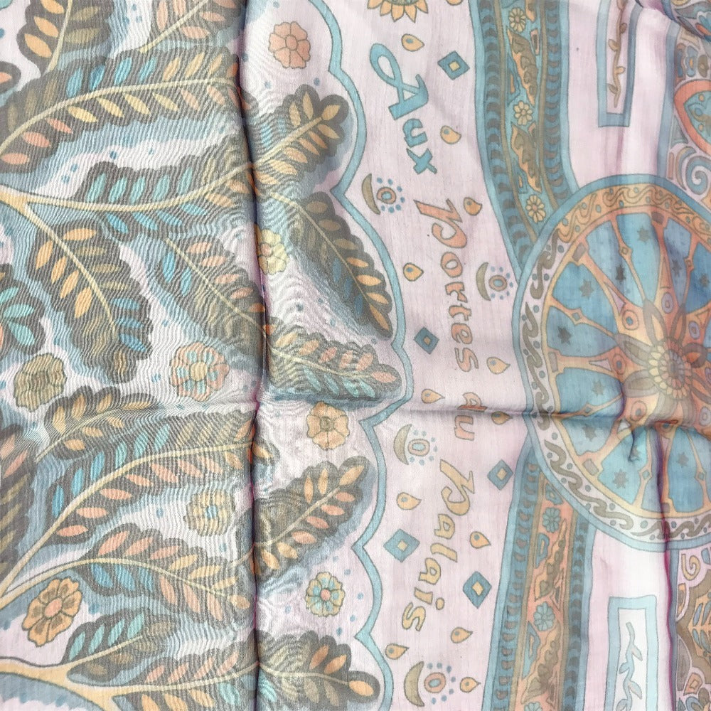 HERMES Aux Portes du Palais Kare 140 Carre 140 Shawl Stole Large Scarf Silk Unisex Purple