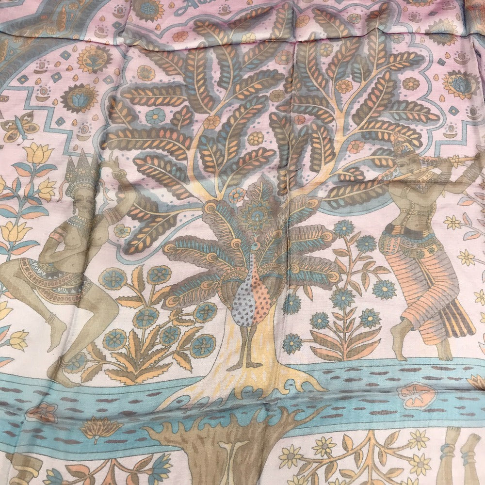 HERMES Aux Portes du Palais Kare 140 Carre 140 Shawl Stole Large Scarf Silk Unisex Purple