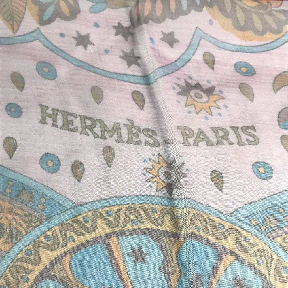 HERMES Aux Portes du Palais Kare 140 Carre 140 Shawl Stole Large Scarf Silk Unisex Purple