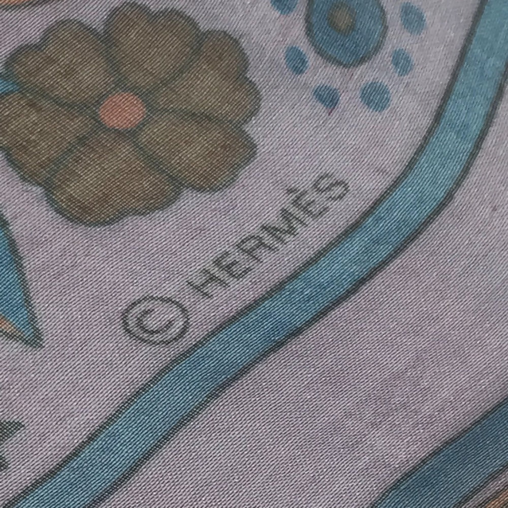 HERMES Aux Portes du Palais Kare 140 Carre 140 Shawl Stole Large Scarf Silk Unisex Purple